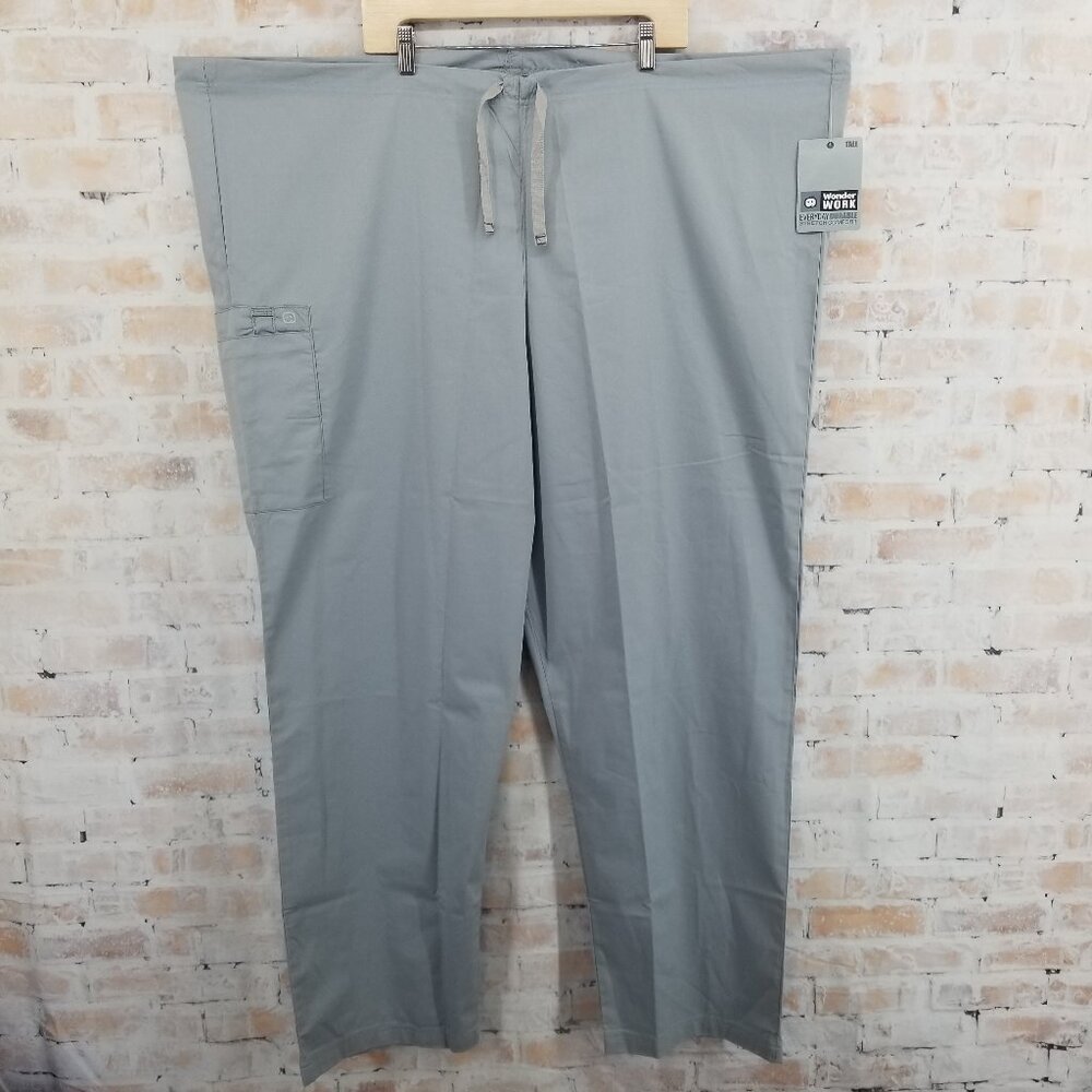 NWT WonderWink WonderWork 500T Unisex Grey Scrub Pant Cargo 3XL Tall (33")